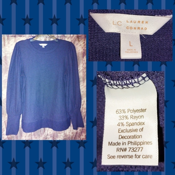 Lauren Conrad brand Navy Blue Crew Neck Soft Knit Sweater Sz Large - Picture 1 of 7